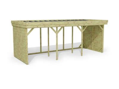 Abri à bûches 5 m × 2,27 m – rendu 3D sur fond blanc