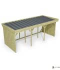 Abri à bûches 5 m × 2,27 m – vue du toit en bac acier
