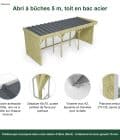 Abri à bûches 5 m × 2,27 m, adossé – points forts