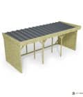 Abri à bûches 5 m × 2,27 m, adossé – vue du toit en bac acier