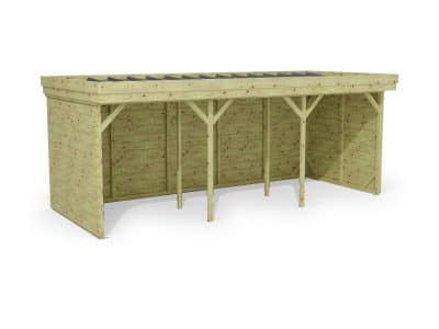 Abri à bûches 5 m × 2,27 m – rendu 3D sur fond blanc