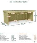 Abri à bûches 5 m × 2,27 m – cotes extérieures et intérieures