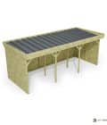 Abri à bûches 5 m × 2,27 m – vue du toit en bac acier