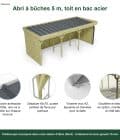 Abri à bûches 5 m × 2,27 m, avec gouttière – points forts