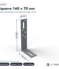 Équerre 140 × 70 mm, vue cotée, Abri Français