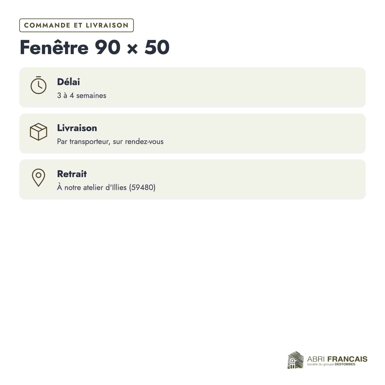 Fenêtre 90x50 cm en bois traité autoclave pour abri de jardin : commande livraison