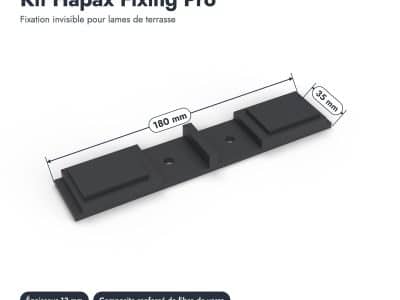 Fixation invisible Hapax Fixing Pro, boîte de 100 clips et 300 vis : piece cotee