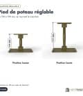 Pied de poteau réglable pour poteau 90x90, de 120 à 190 mm : boite ou ensemble