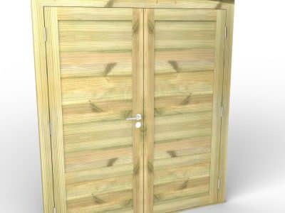 Double porte bois extérieur pleine à 2 vantaux, traitée autoclave, 45 mm : porte