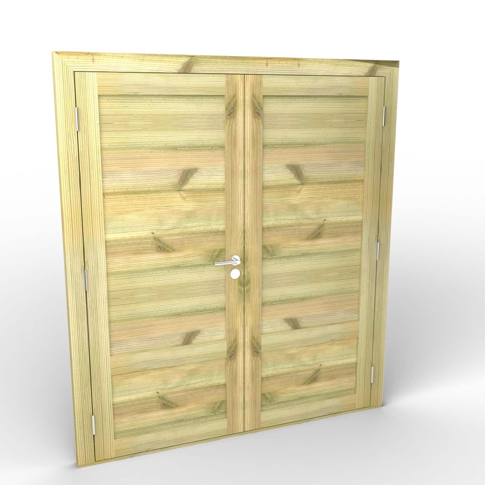 Double porte bois extérieur pleine à 2 vantaux, traitée autoclave, 45 mm : porte