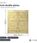 Double porte bois extérieur pleine à 2 vantaux, traitée autoclave, 45 mm : porte cotee