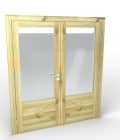 Porte double vitrée bois traitée autoclave, 2 vantaux de 45 mm : porte