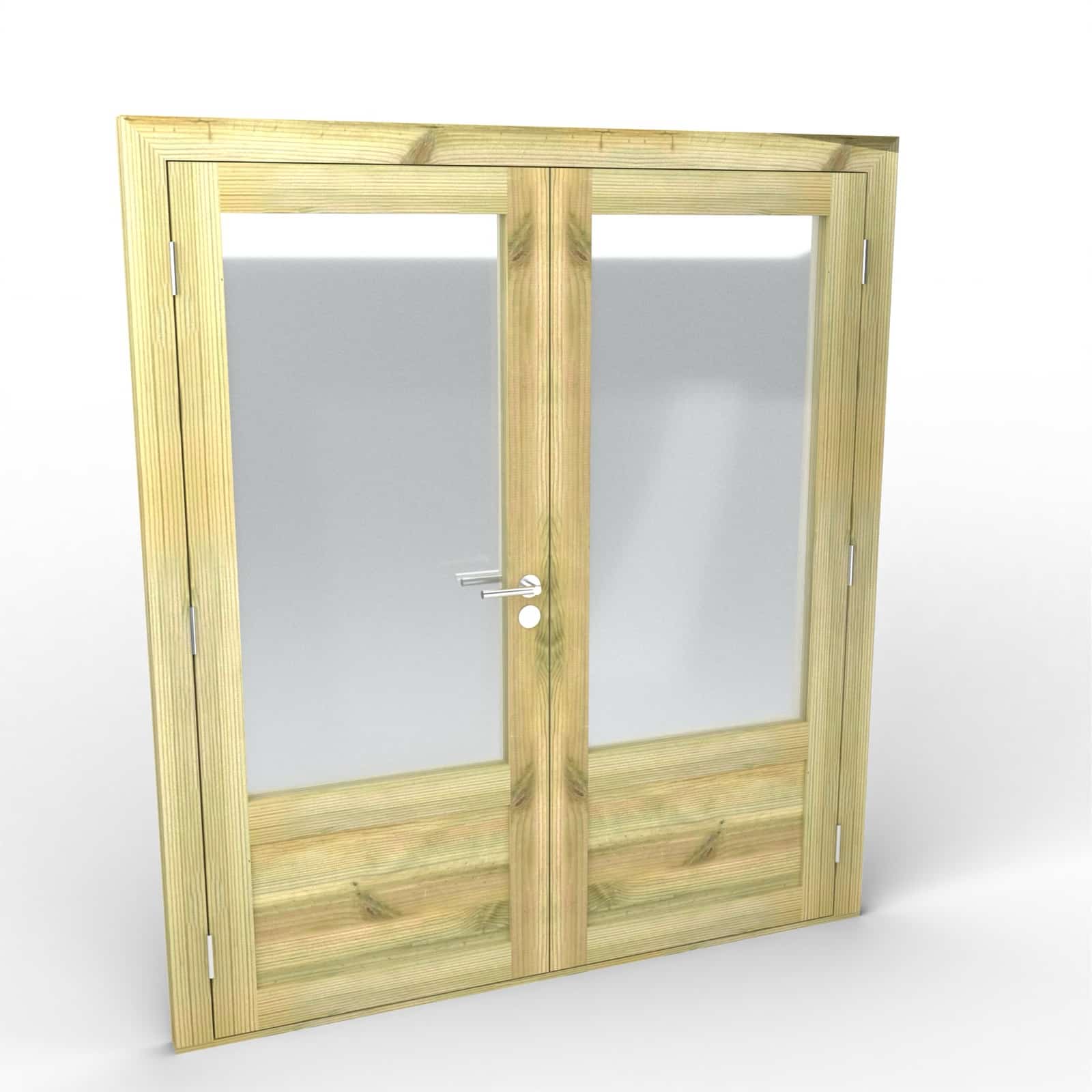 Porte double vitrée bois traitée autoclave, 2 vantaux de 45 mm : porte