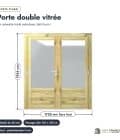 Porte double vitrée bois traitée autoclave, 2 vantaux de 45 mm : porte cotee