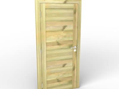 Porte pleine bois extérieur à un vantail, traitée autoclave, 45 mm : porte