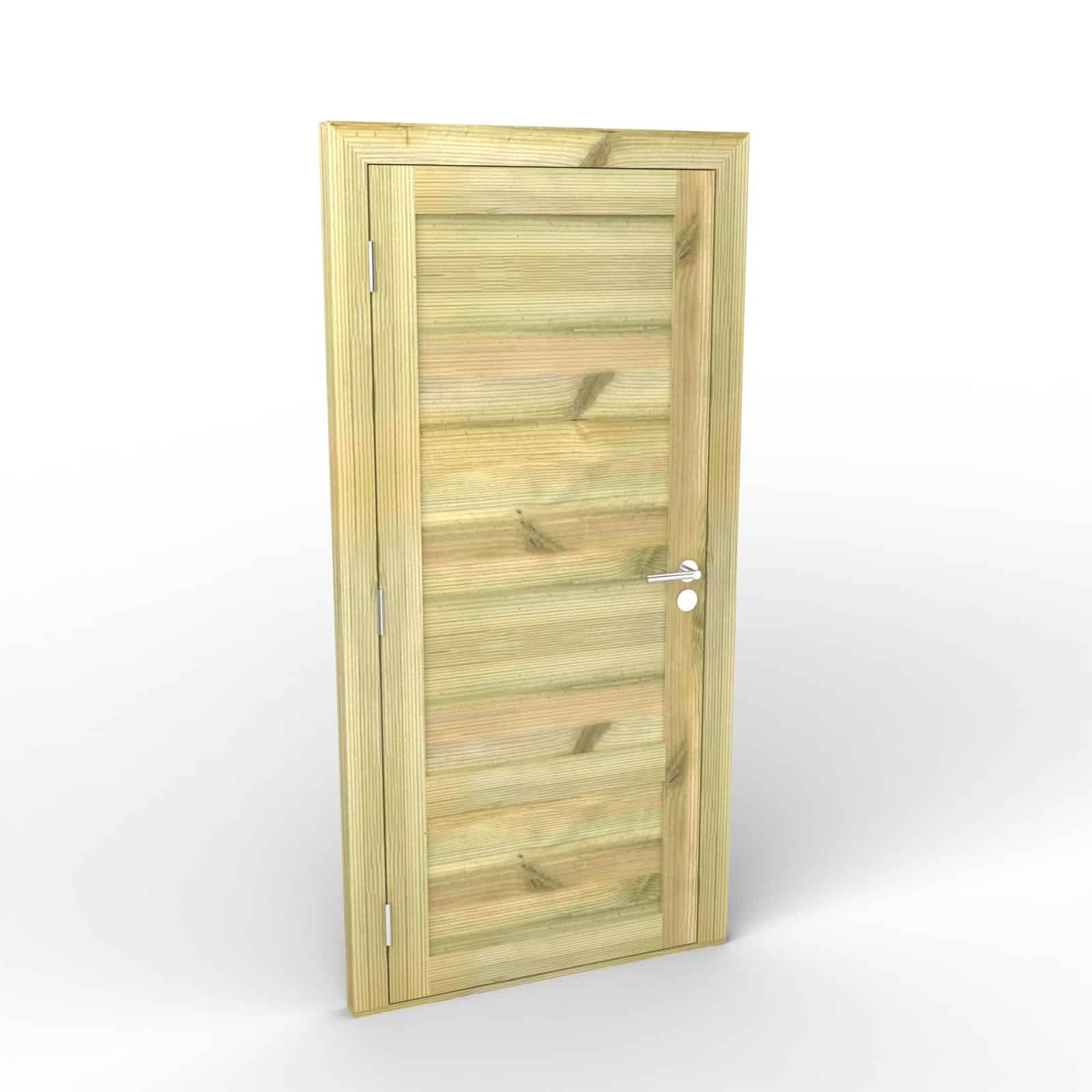 Porte pleine bois extérieur à un vantail, traitée autoclave, 45 mm : porte
