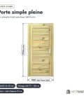 Porte pleine bois extérieur à un vantail, traitée autoclave, 45 mm : porte cotee