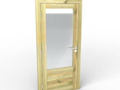 Porte de service bois vitrée, un vantail traité autoclave de 45 mm : porte