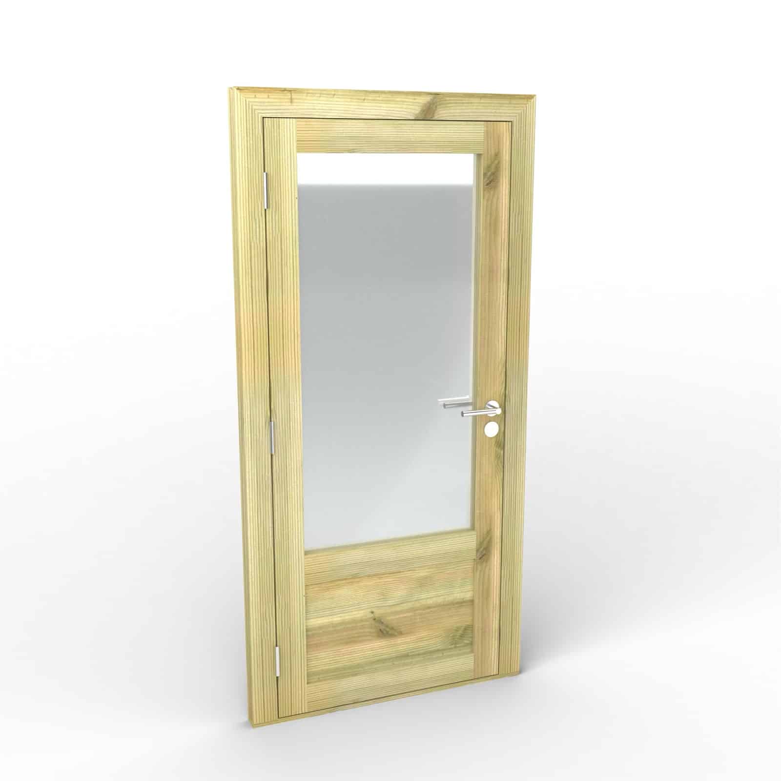 Porte de service bois vitrée, un vantail traité autoclave de 45 mm : porte