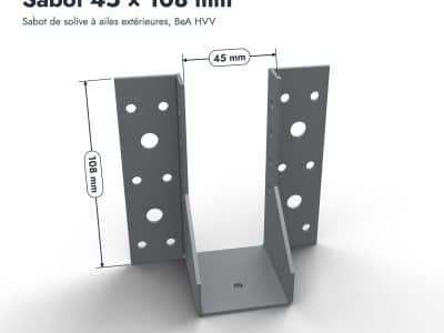 Sabot 45 × 108 mm, vue cotée, Abri Français