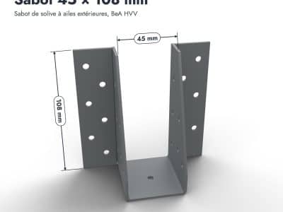 Sabot 45 × 108 mm, vue cotée, Abri Français