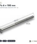 Vis inox 6x100 A2, double tête fraisée T30, boîte de 100 : piece cotee