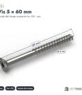 Vis inox 5x60 tête fraisée pour lames de terrasse, boîte de 200 : piece cotee